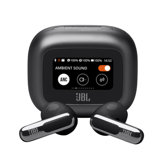 JBL Live Flex 3 - Black - True wireless noise-cancelling open-stick earbuds - Hero